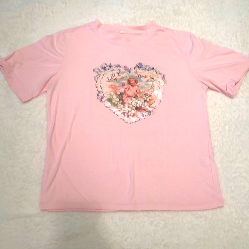 Cupid Heart Valentine Graphic Cotton T Shirt